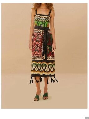 NEW FARM RIO coconut tree flow scarf dress in multi